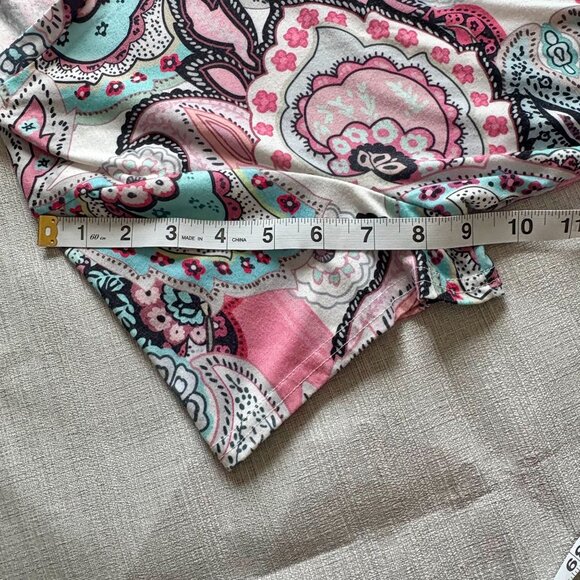 Womens Paisley Print Short-Sleeve Boho Tunic Top Vibrant Pink & Blue Design XL - Picture 7 of 8